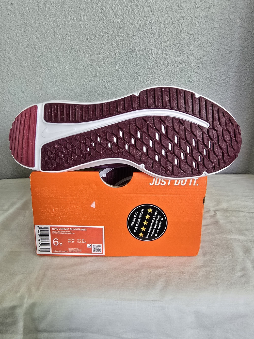 Nike Cosmic Runner Pink and Purple Athletic Sneaker - Picture 3 of 4